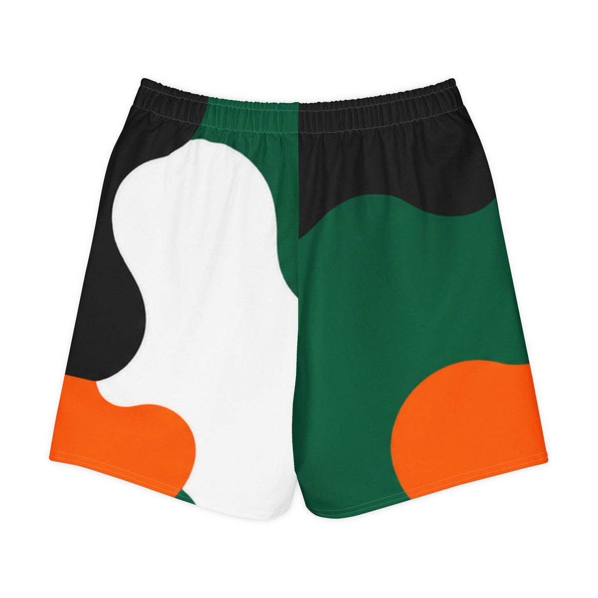 Green Orange Shorts, Abstract 95% Cotton Stretch Unisex Streetwear