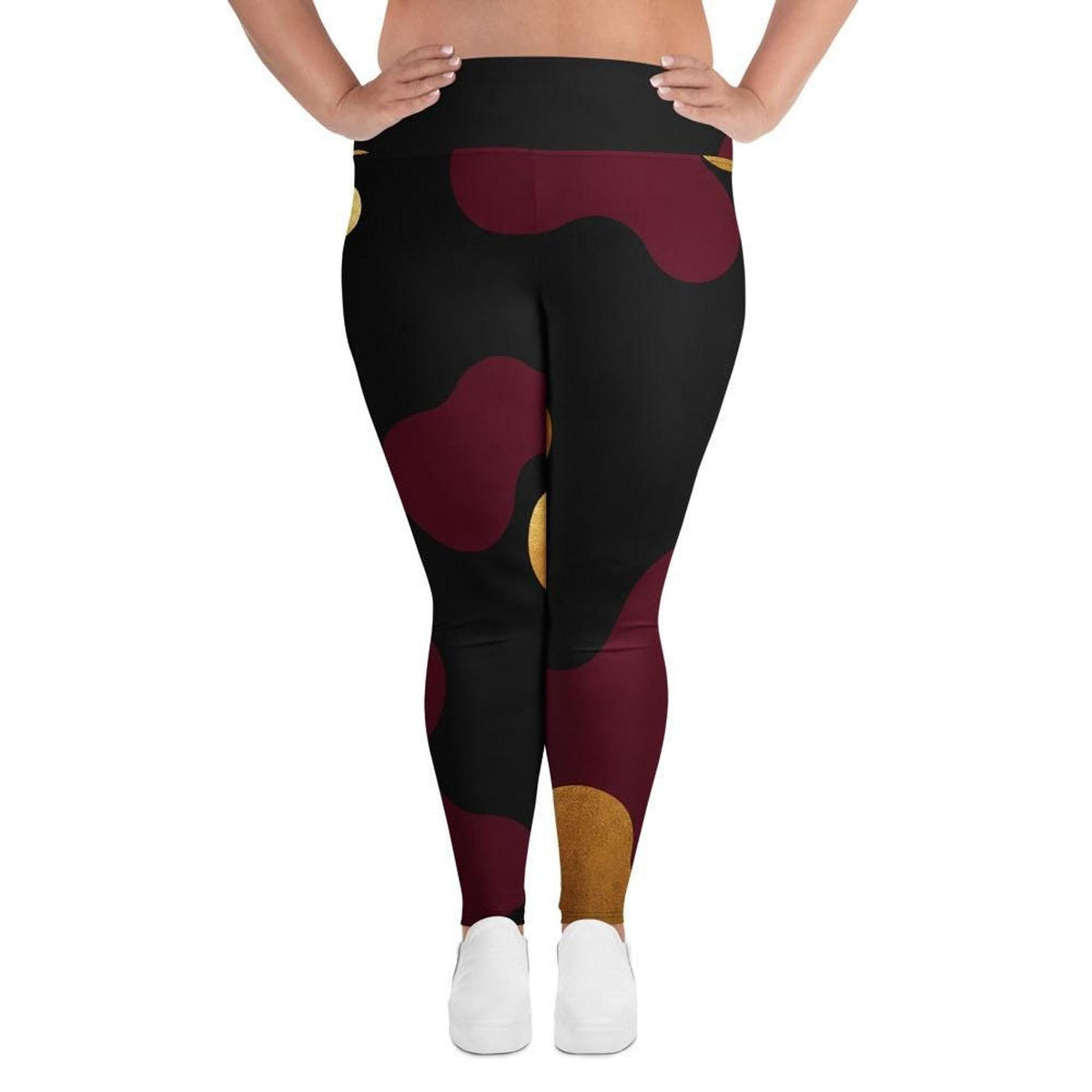 Coolkid Black Garnet Gold Camo Curvy Leggings,  Camo High Waist | Recycled Polyester Blend