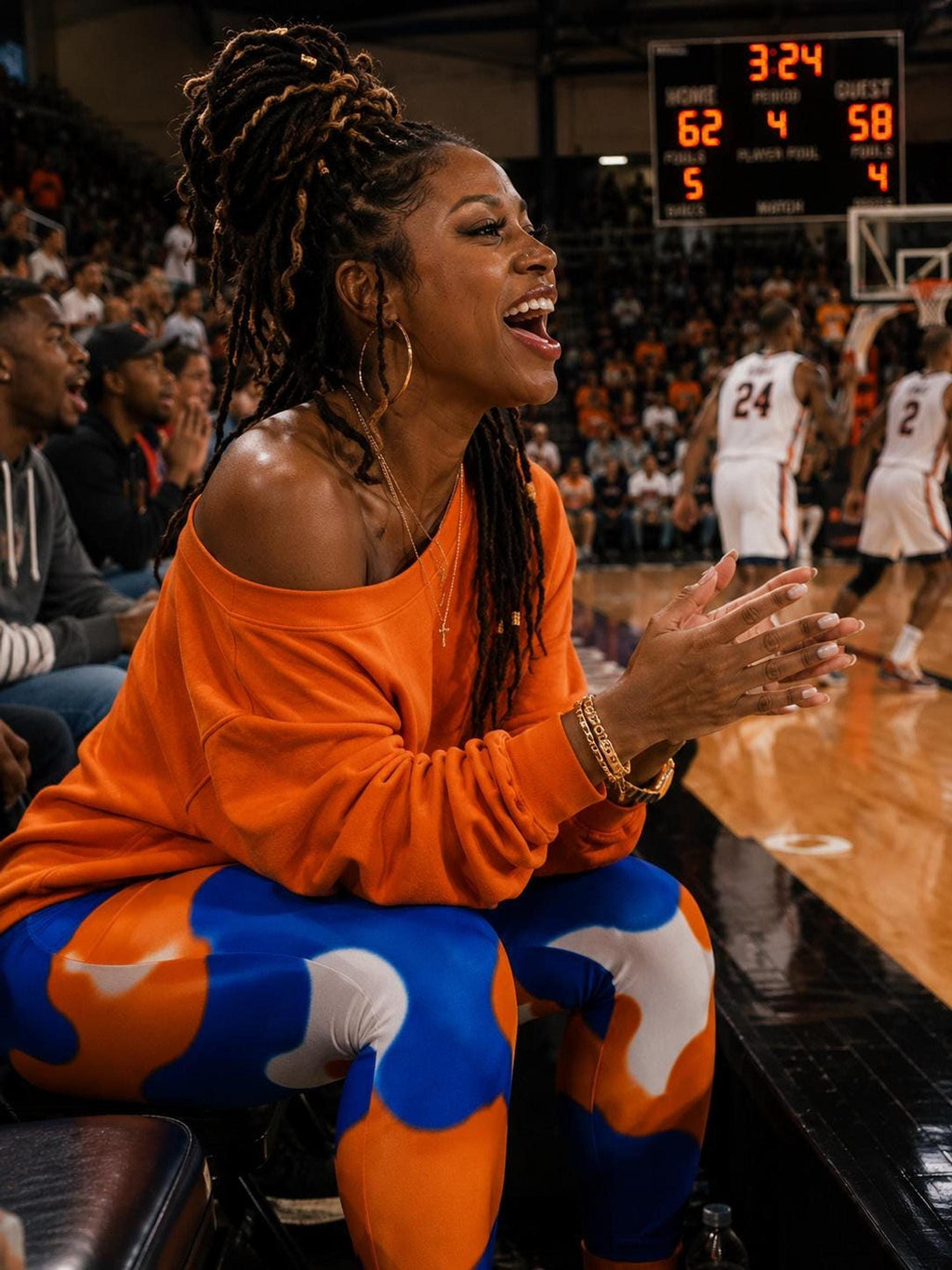 Coolkid Camo High Waist Slim fit, Leggings, Orange Blue White  Wear Abstract Print Athletic Wear