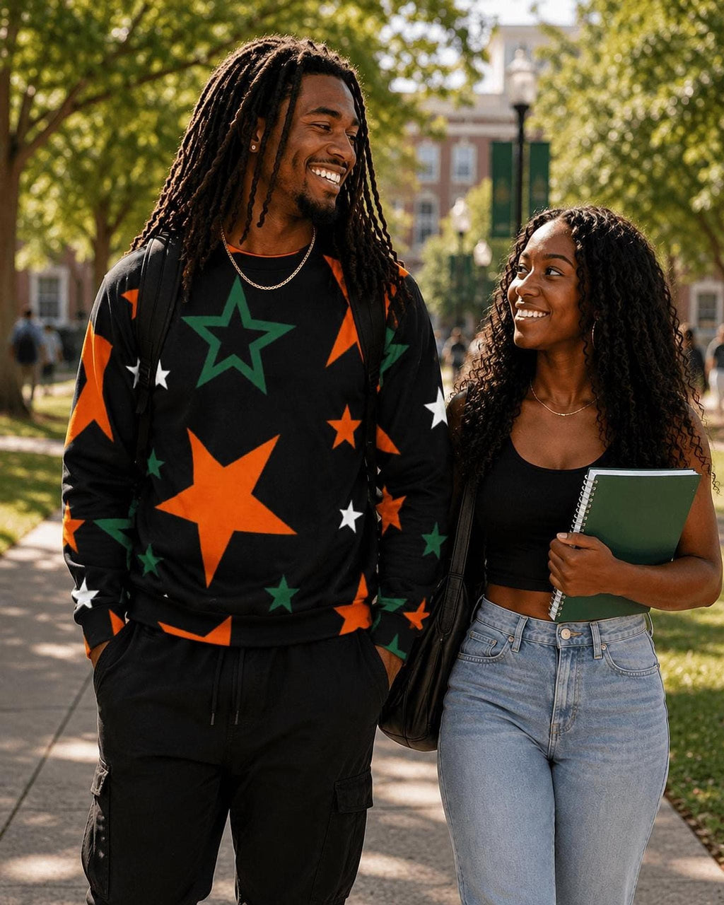 STARBOUND Unisex , College Outfit Black Star Sweatshirt, Oversized Fit, Heavyweight Cotton-Blend
