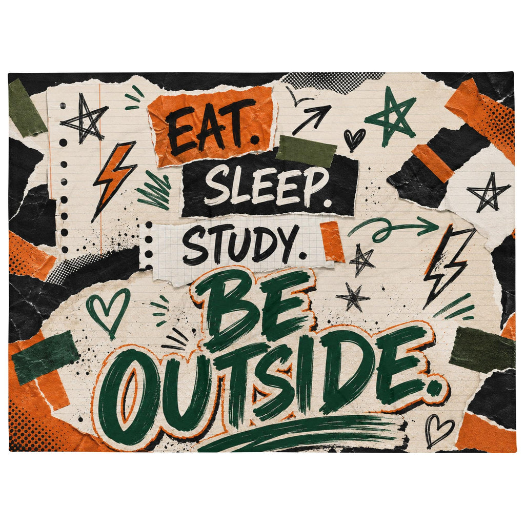 EAT.SLEEP. REPEAT blanket, Orange & Green College Dorm , Game Day , Blanket, Study Throw |  Color Collage