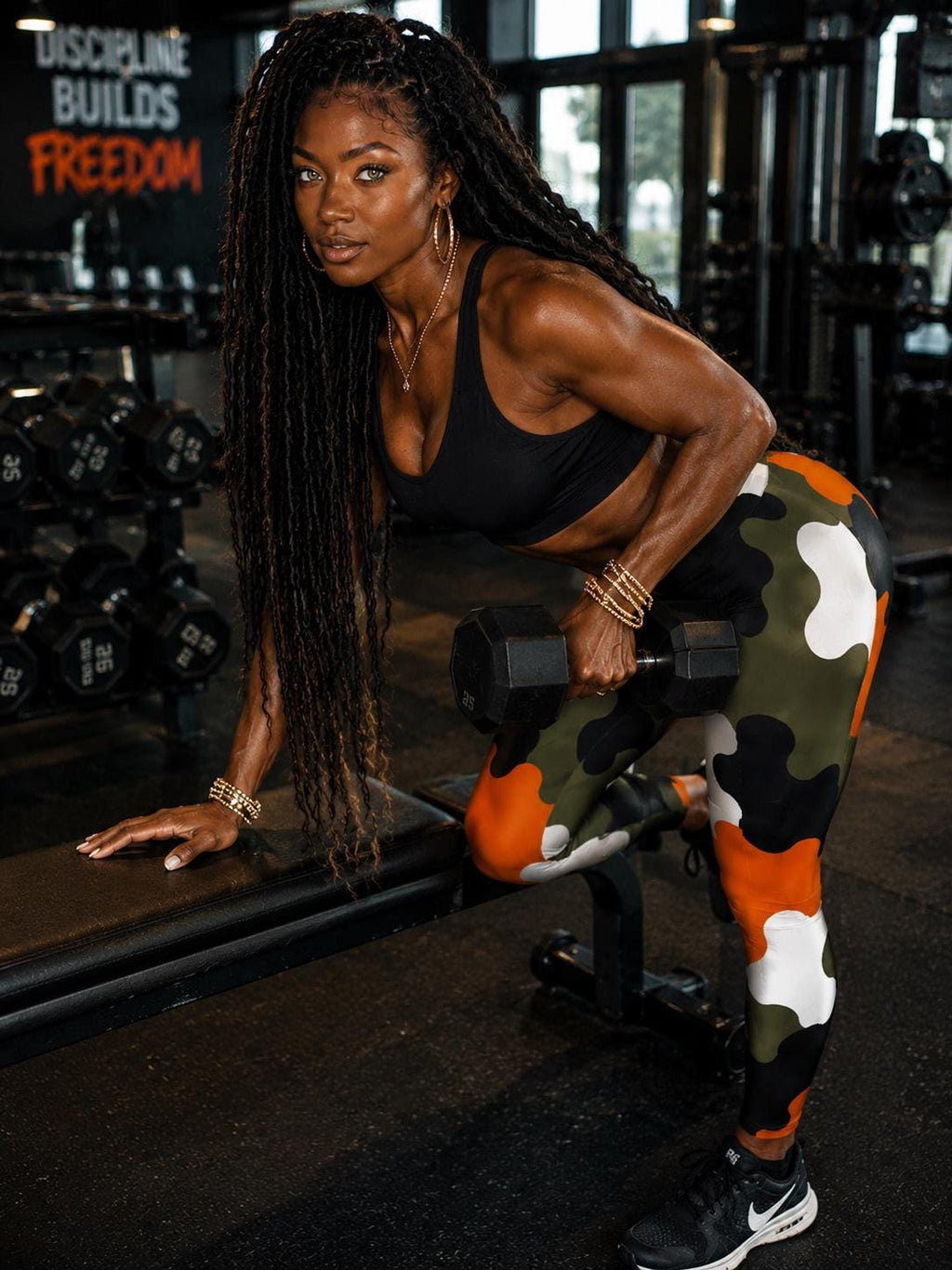 Coolkid Camo Print, True fit, Leggings, Orange Green High-Waisted Four-Way Stretch Activewear