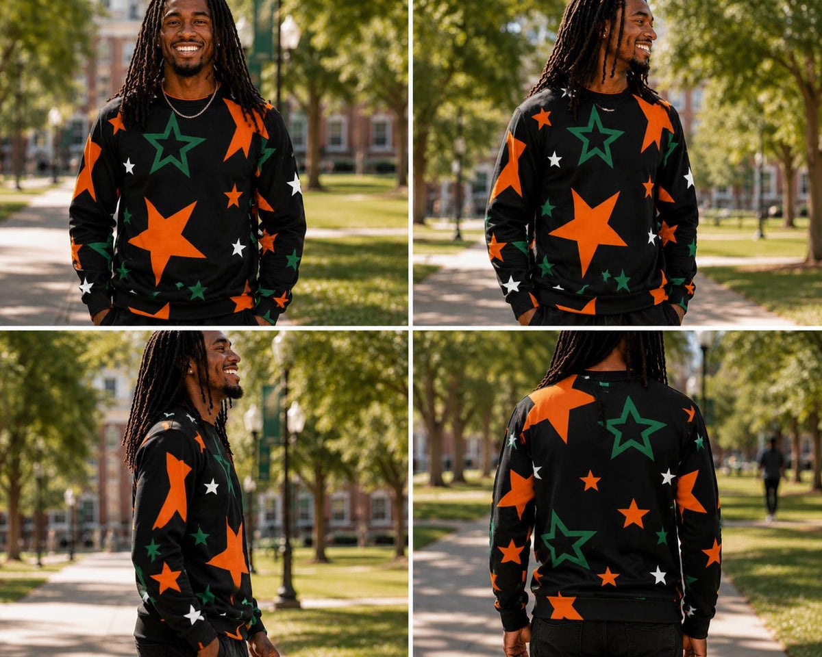 STARBOUND Unisex , College Outfit Black Star Sweatshirt, Oversized Fit, Heavyweight Cotton-Blend
