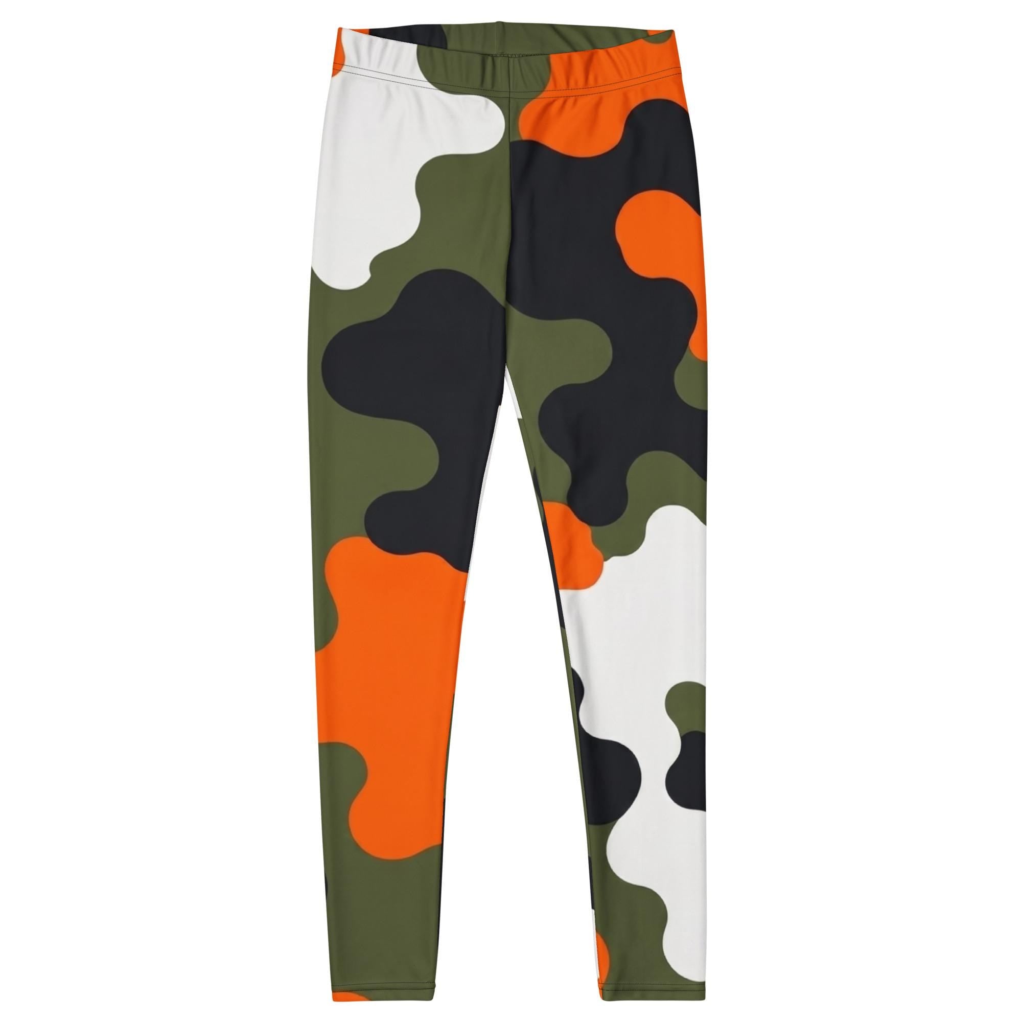 Coolkid Camo Leggings,Slim Fit Orange Green High-Waisted Four-Way Stretch Activewear, college graduation gift