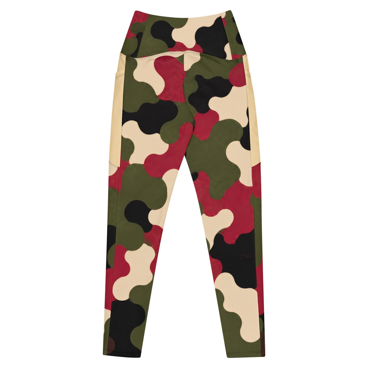 Crimson Command Camo Leggings With Pockets | High-Waisted Game Day Activewear