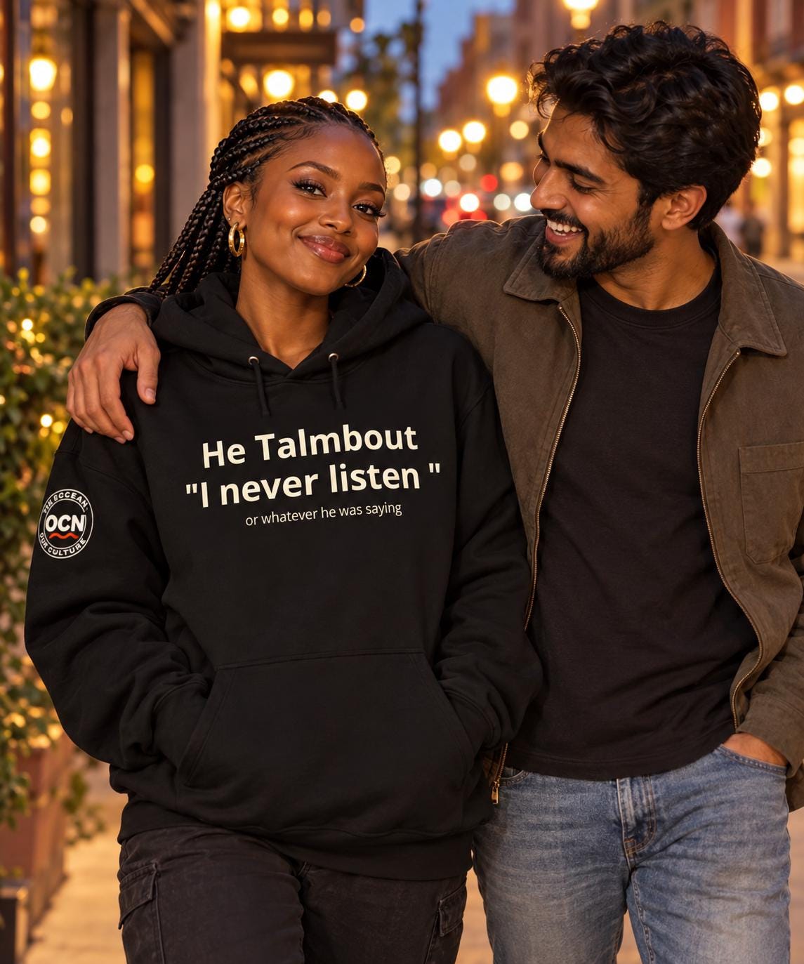 HE says I  Never Listen Couples Hoodie | Funny Wife Sweatshirt | Couples Humor Gift | Ocean Firm Unisex Hoodie