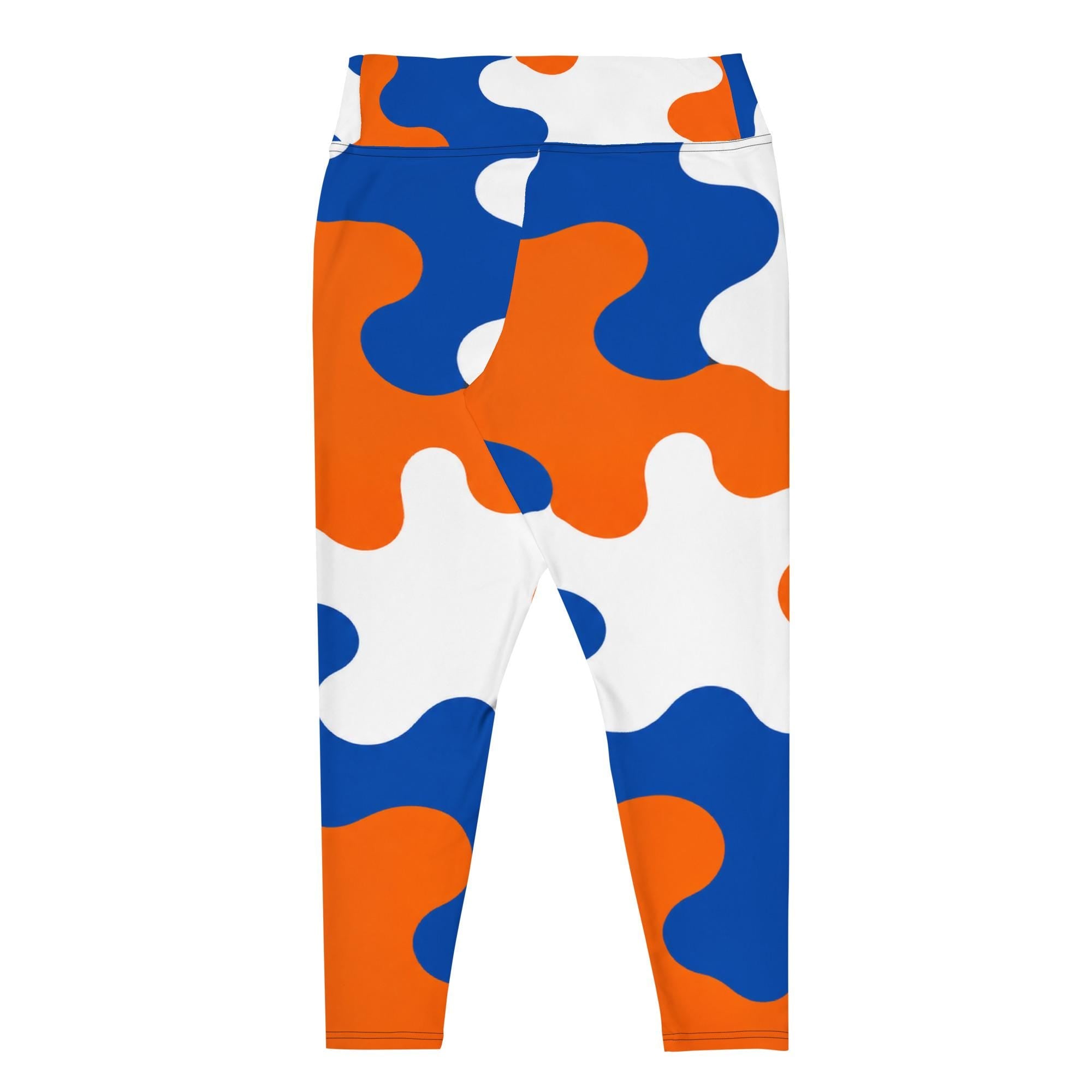 Coolkid Camo Game Day Curvy Leggings — Orange & Blue | High-Waist Curvy Fit, Four-Way Stretch Activewear