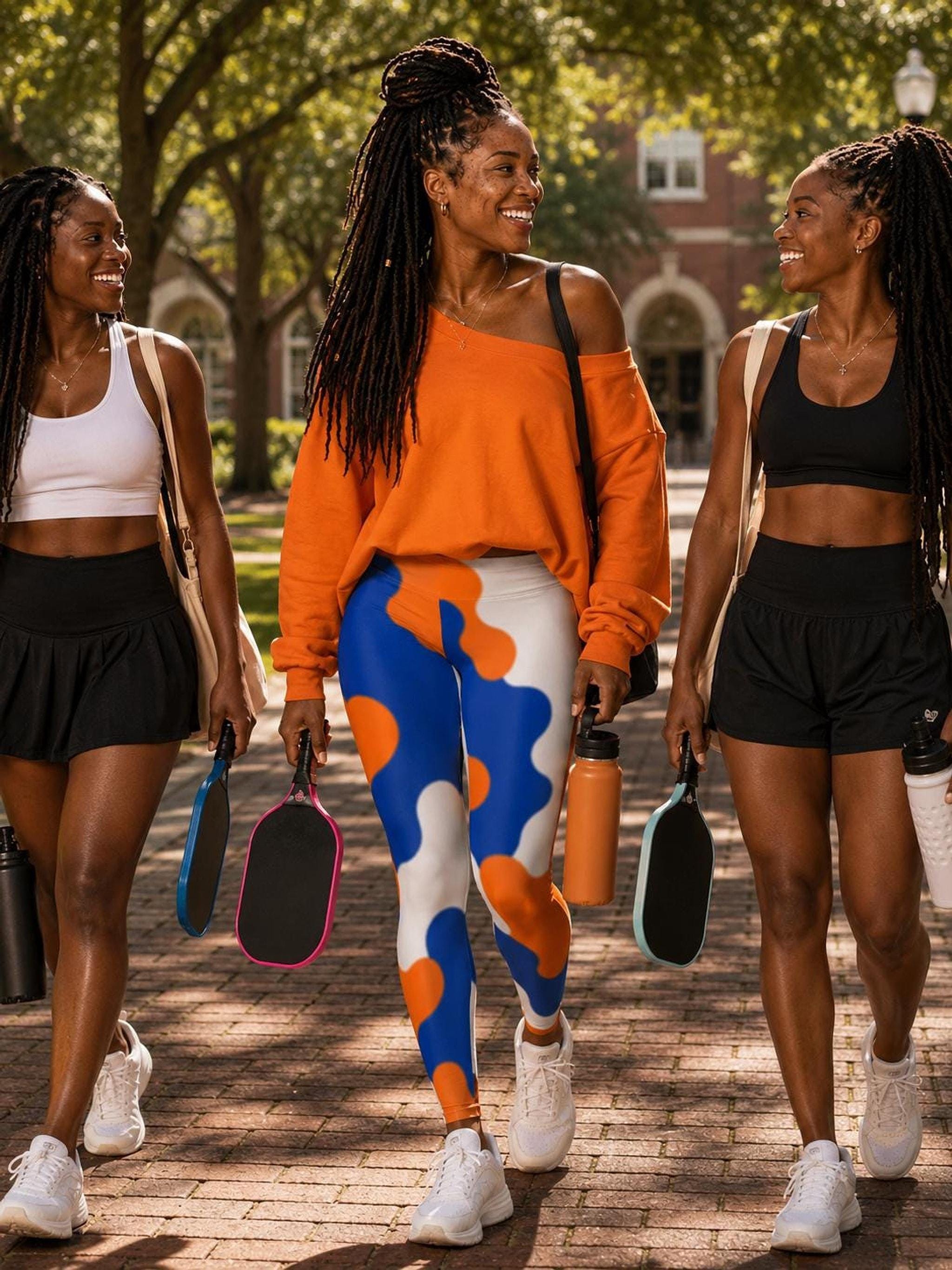 Coolkid Camo High Waist Slim fit, Leggings, Orange Blue White  Wear Abstract Print Athletic Wear