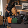 Big Stripe Energy Duffle Bag, Orange Green Black Weekender, Gym Travel Bag, College Game Day Overnight Bag