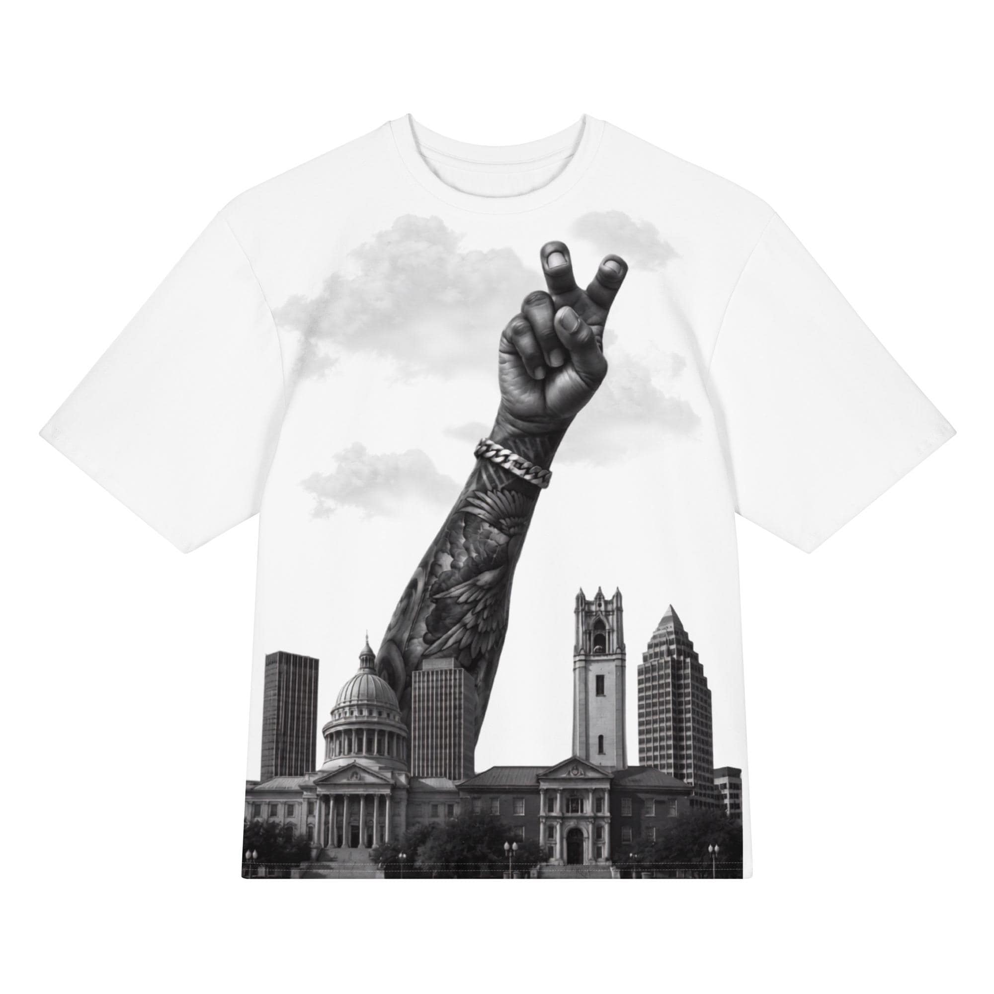 RUN the CITY Heavyweight Tee — White | 100% Cotton Oversized Unisex Streetwear Graphic