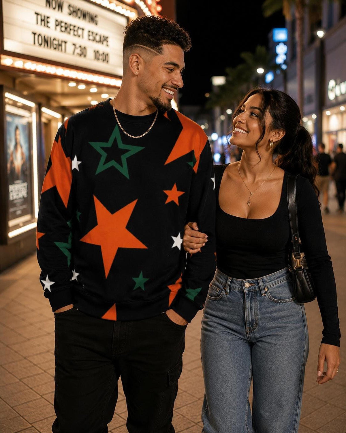 STARBOUND Unisex , College Outfit Black Star Sweatshirt, Oversized Fit, Heavyweight Cotton-Blend