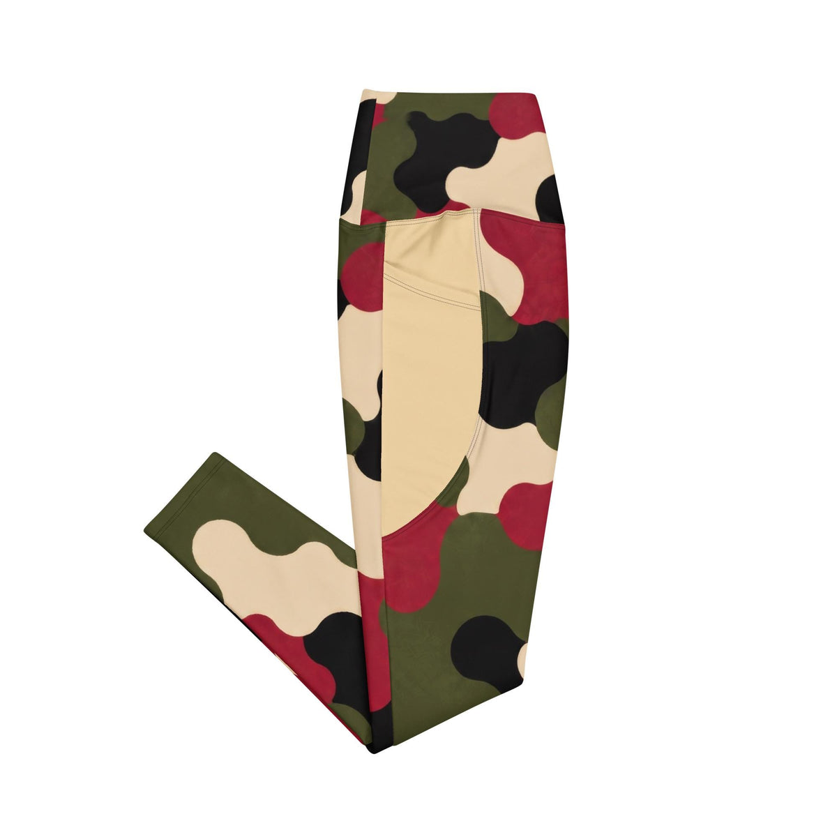 Crimson Command Camo Leggings With Pockets | High-Waisted Game Day Activewear