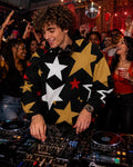 GO APE - Black Gold Red Star Hoodie | Unisex All-Over Print Fleece Hoodie | Bold Statement Streetwear