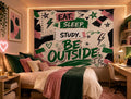College Girl Gift, Pink Green Collage Blanket | 100% Polyester Throw