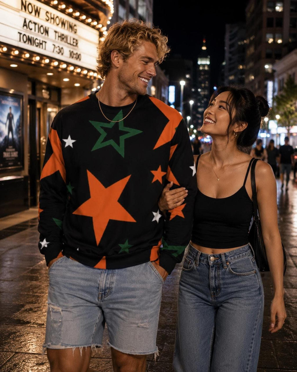 STARBOUND Unisex , College Outfit Black Star Sweatshirt, Oversized Fit, Heavyweight Cotton-Blend