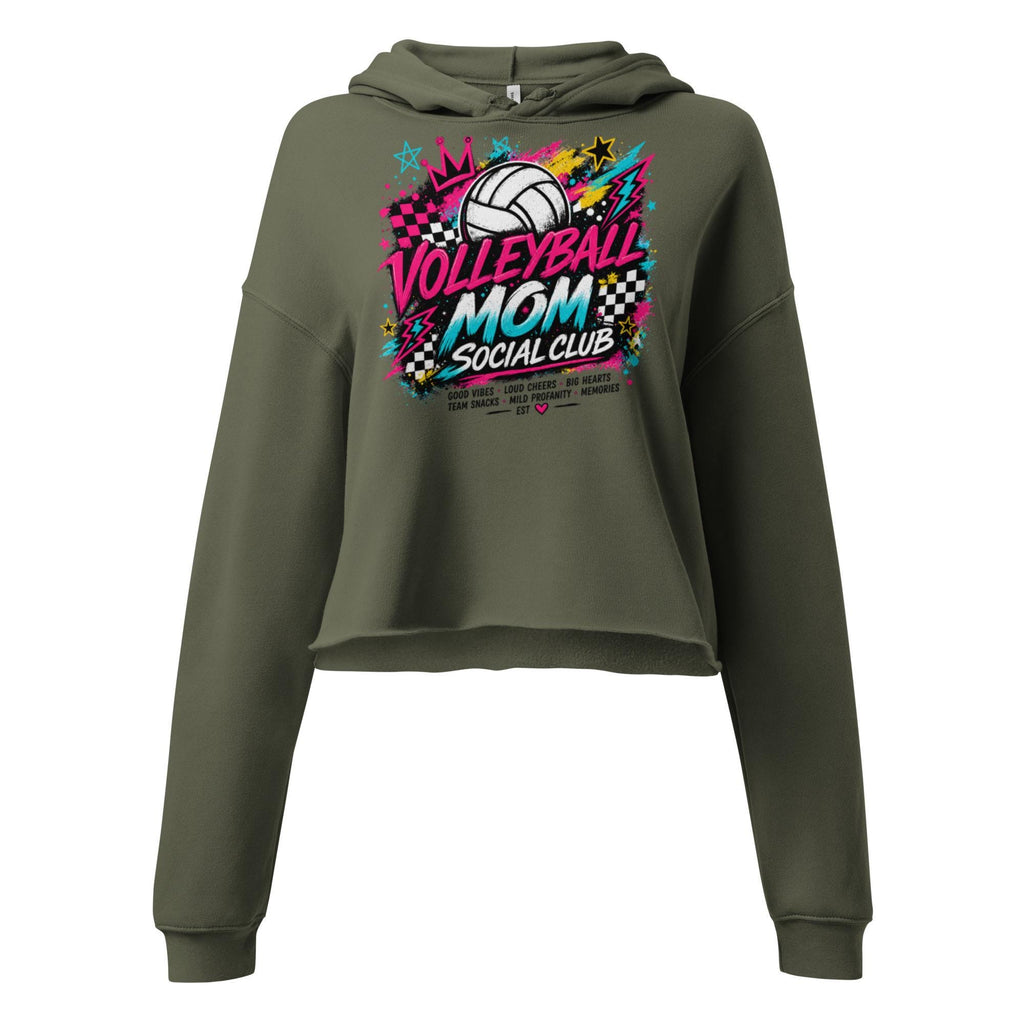 BLEACHER GANG Volleyball Mom Cropped Hoodie — Social Club | Tournament Game Day Apparel