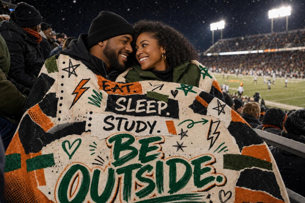 EAT.SLEEP. REPEAT blanket, Orange & Green College Dorm , Game Day , Blanket, Study Throw |  Color Collage