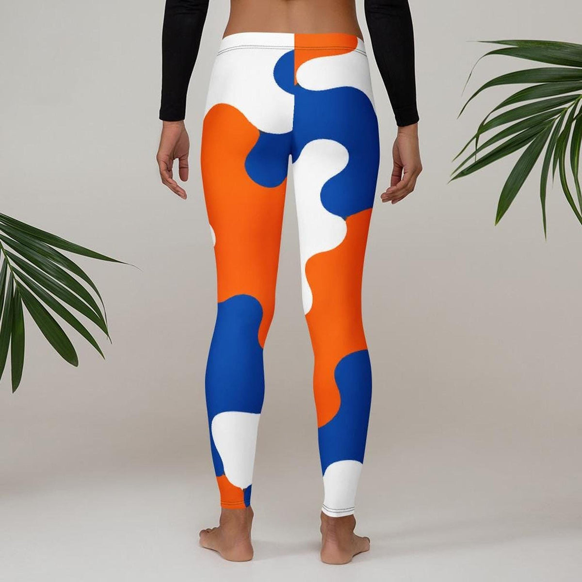 Coolkid Camo High Waist Slim fit, Leggings, Orange Blue White  Wear Abstract Print Athletic Wear