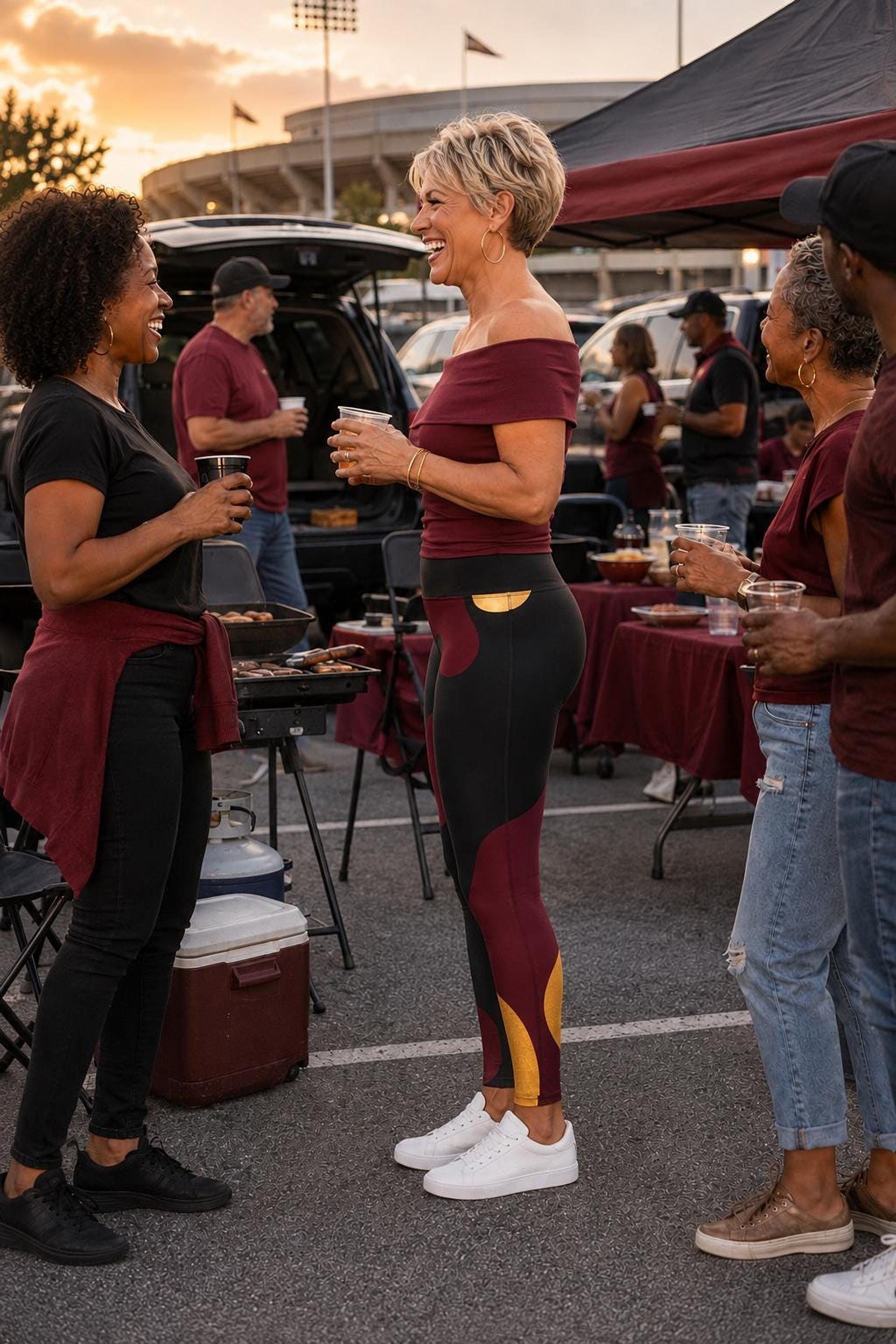 Coolkid Black Garnet Gold Camo Curvy Leggings,  Camo High Waist | Recycled Polyester Blend