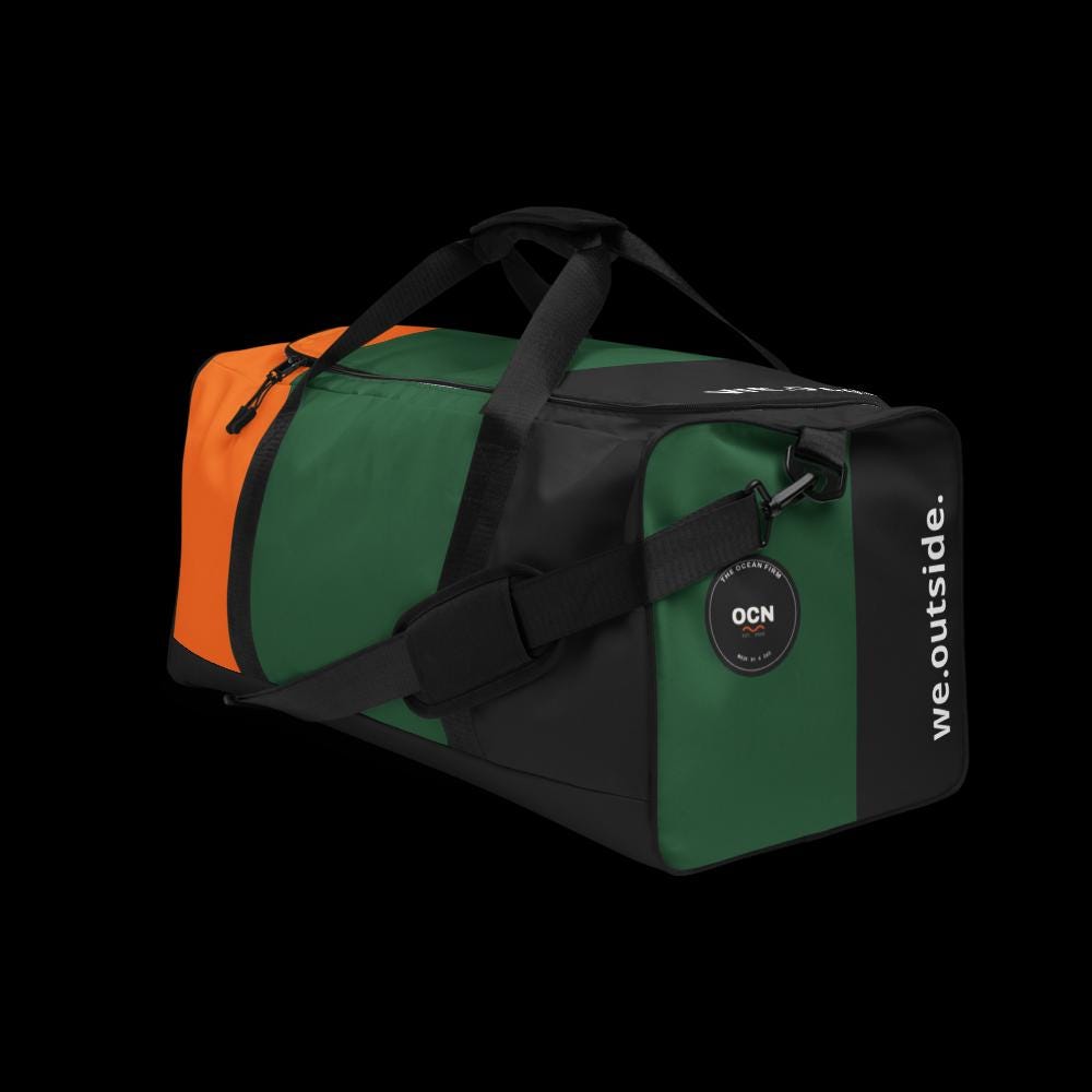 Big Stripe Energy Duffle Bag, Orange Green Black Weekender, Gym Travel Bag, College Game Day Overnight Bag