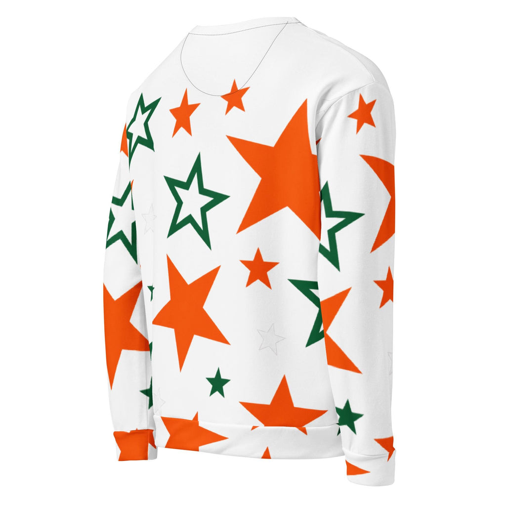 STARBOUND - unisex Sweatshirt, White Oversized Fit with Orange Green All-Over Print