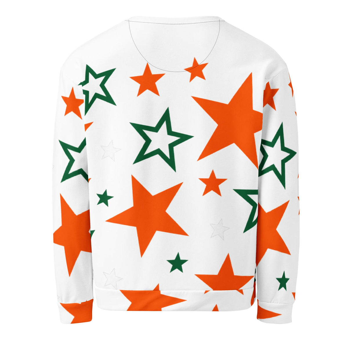 STARBOUND - unisex Sweatshirt, White Oversized Fit with Orange Green All-Over Print