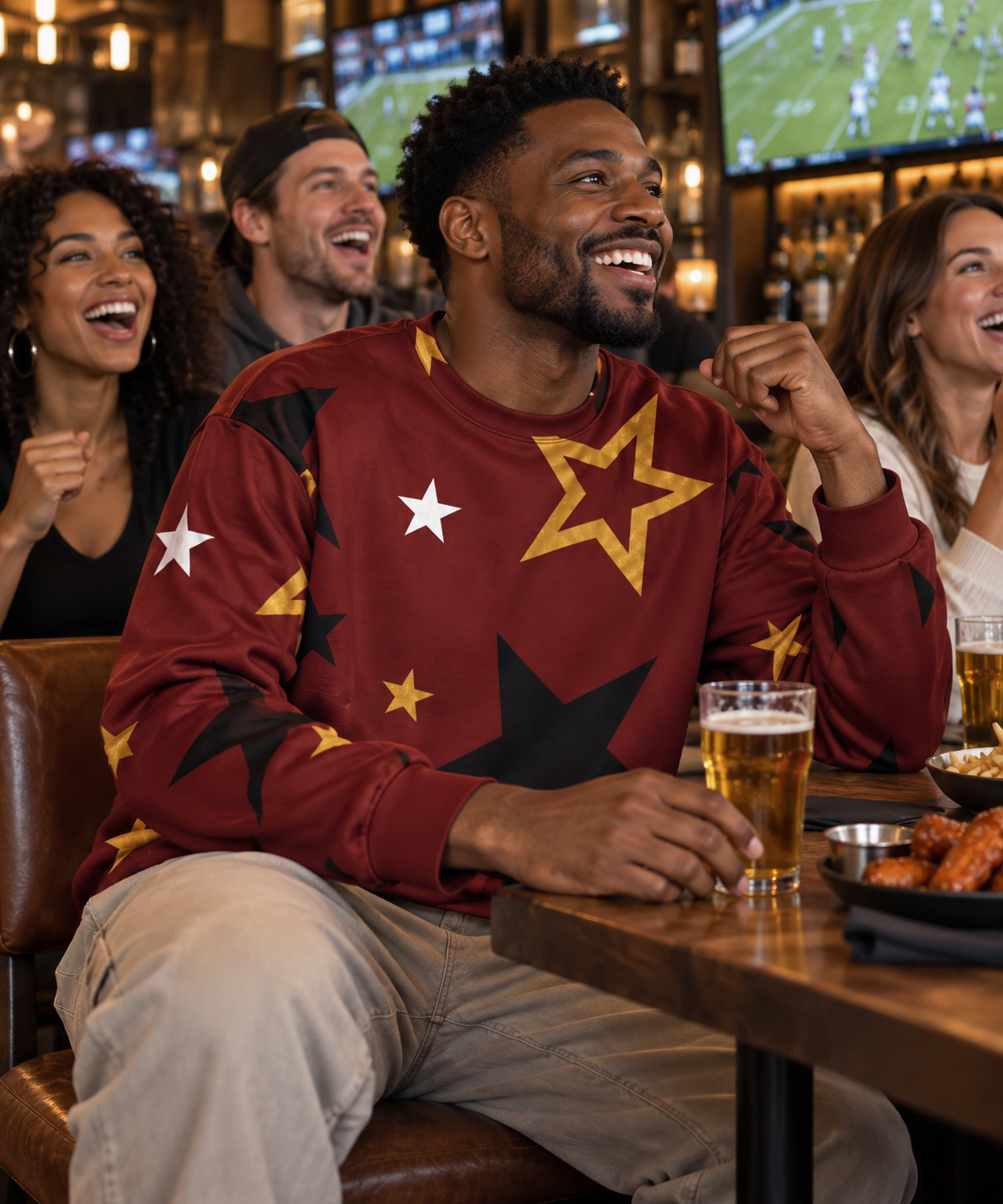 Maroon Star Oversized Sweatshirt – front view