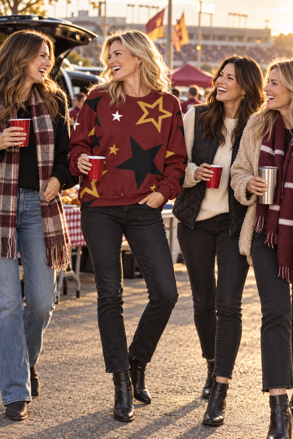 Maroon Star Oversized Sweatshirt – photo 2