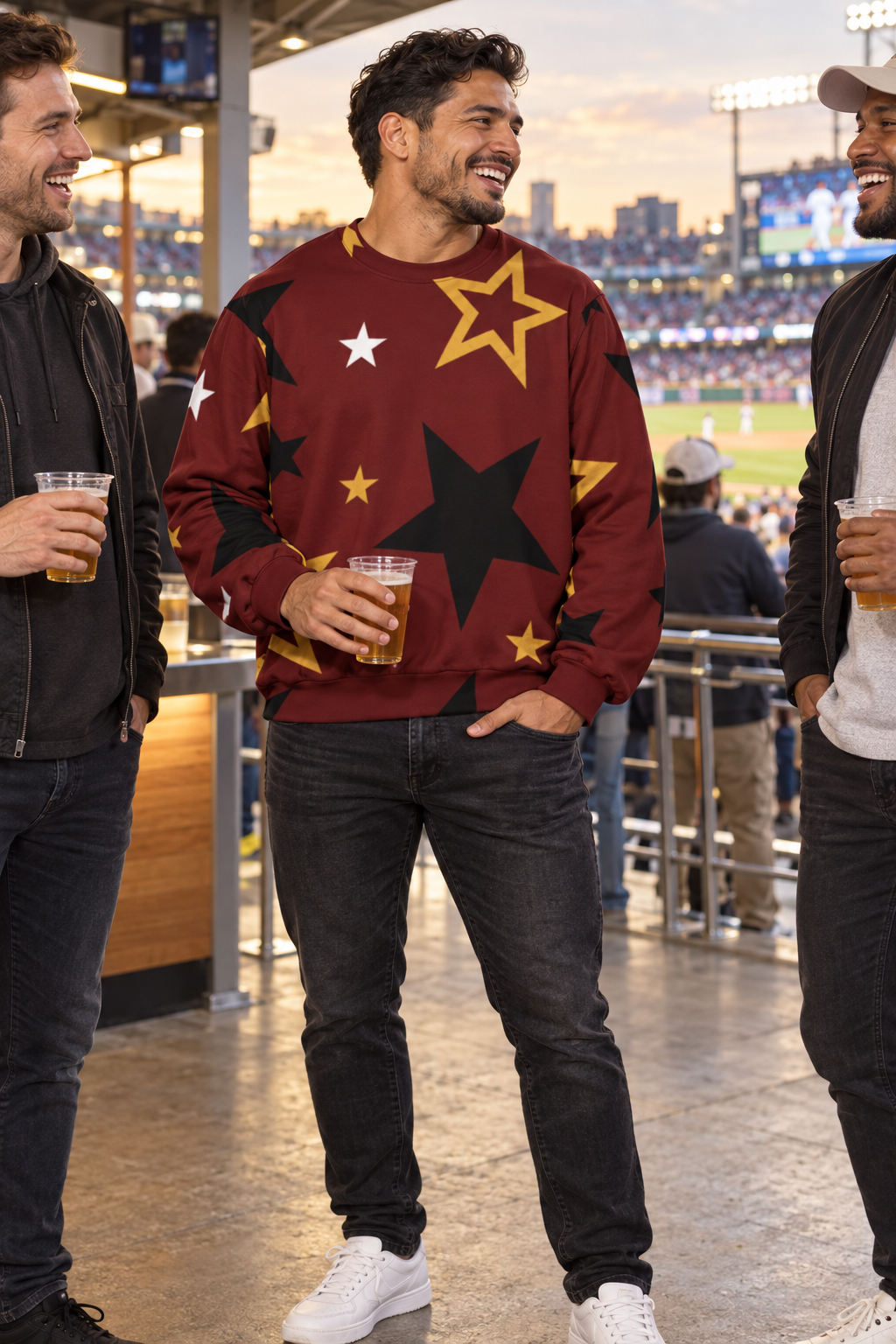 Maroon Star Oversized Sweatshirt – photo 4