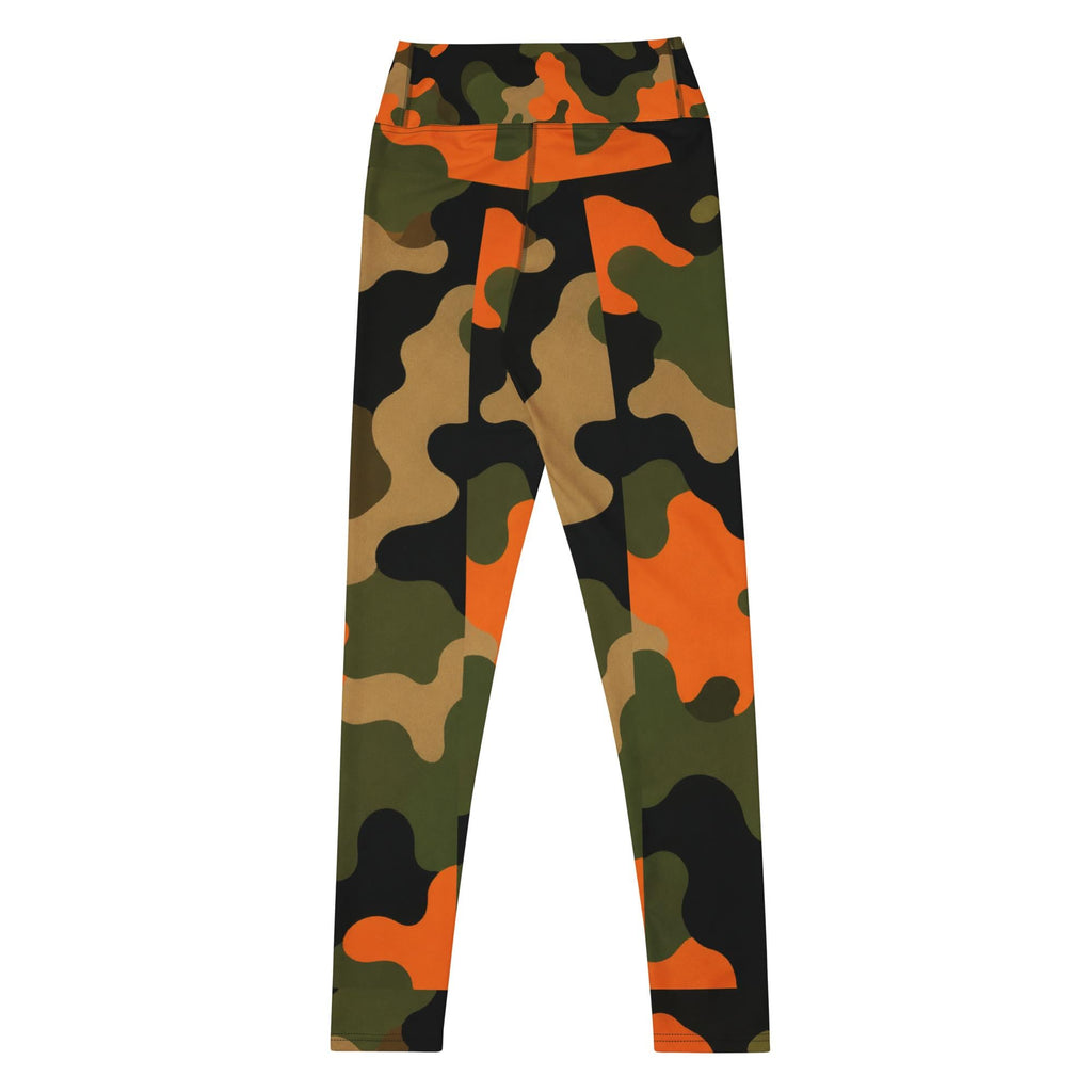 Coolkid Camo Game Day Slim Fit Leggings — Orange & Green | High-Waist Microfiber Four-Way Stretch Activewear