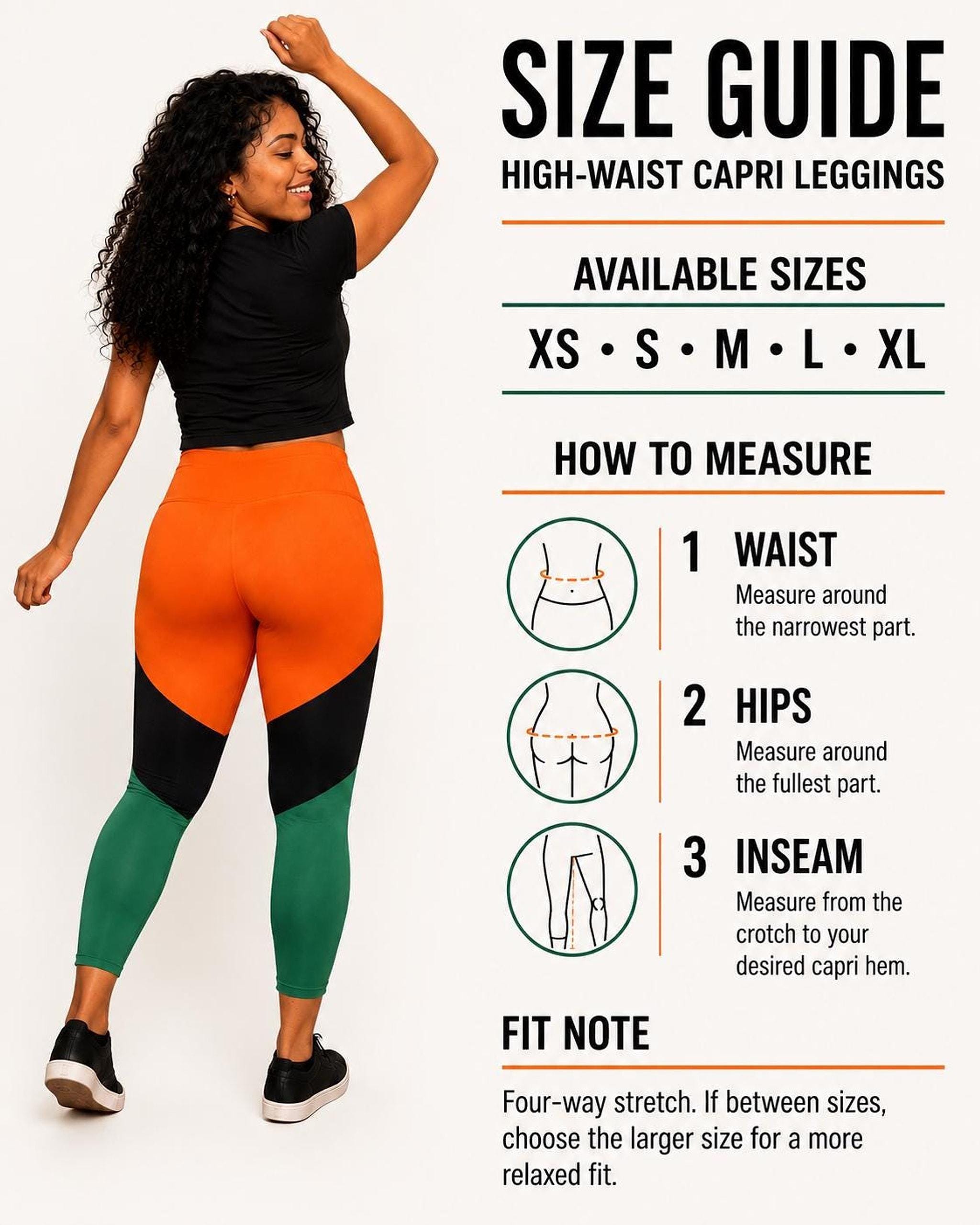 Coolkid Showtime Pocket Leggings, High-Waist Capri Activewear | Orange, Black And Green Color Block