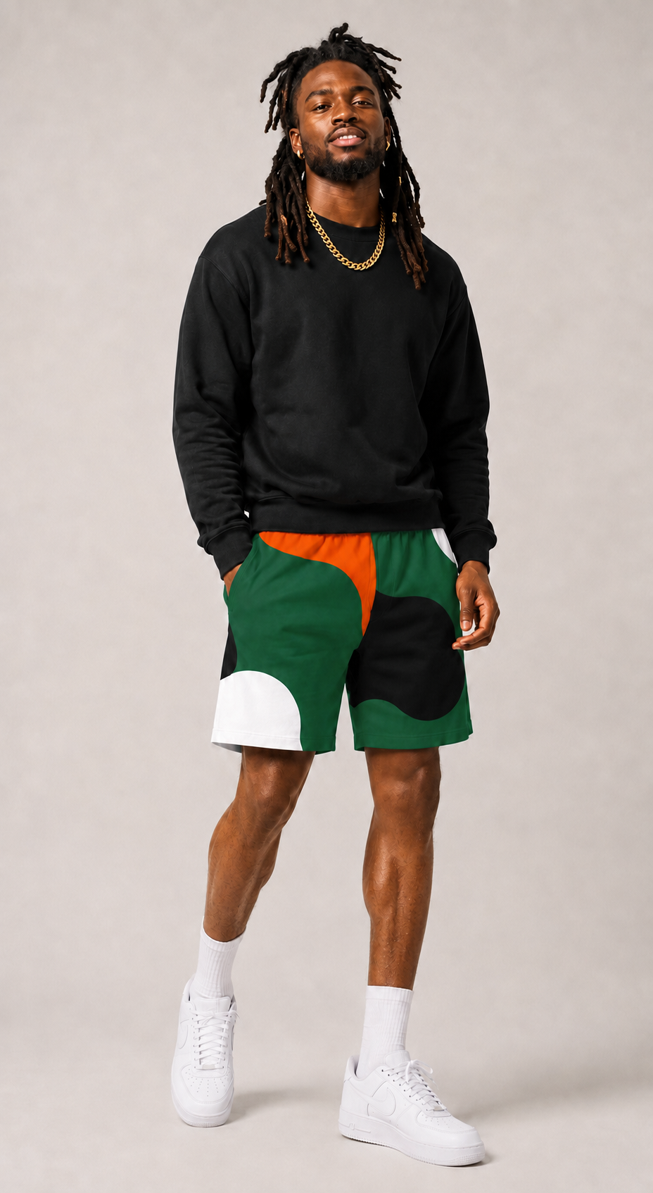 Green Orange Abstract Shorts – photo 3