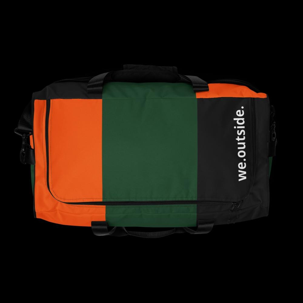 Big Stripe Energy Duffle Bag, Orange Green Black Weekender, Gym Travel Bag, College Game Day Overnight Bag