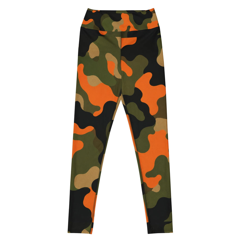 Coolkid Camo Game Day Slim Fit Leggings — Orange & Green | High-Waist Microfiber Four-Way Stretch Activewear