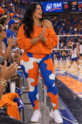 Coolkid Camo Game Day Curvy Leggings — Orange & Blue | High-Waist Curvy Fit, Four-Way Stretch Activewear