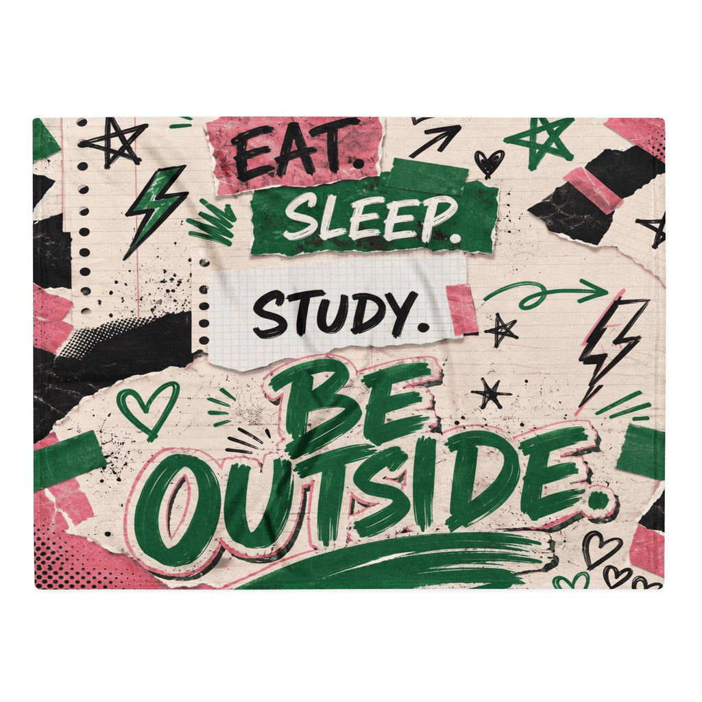 College Girl Gift, Pink Green Collage Blanket | 100% Polyester Throw