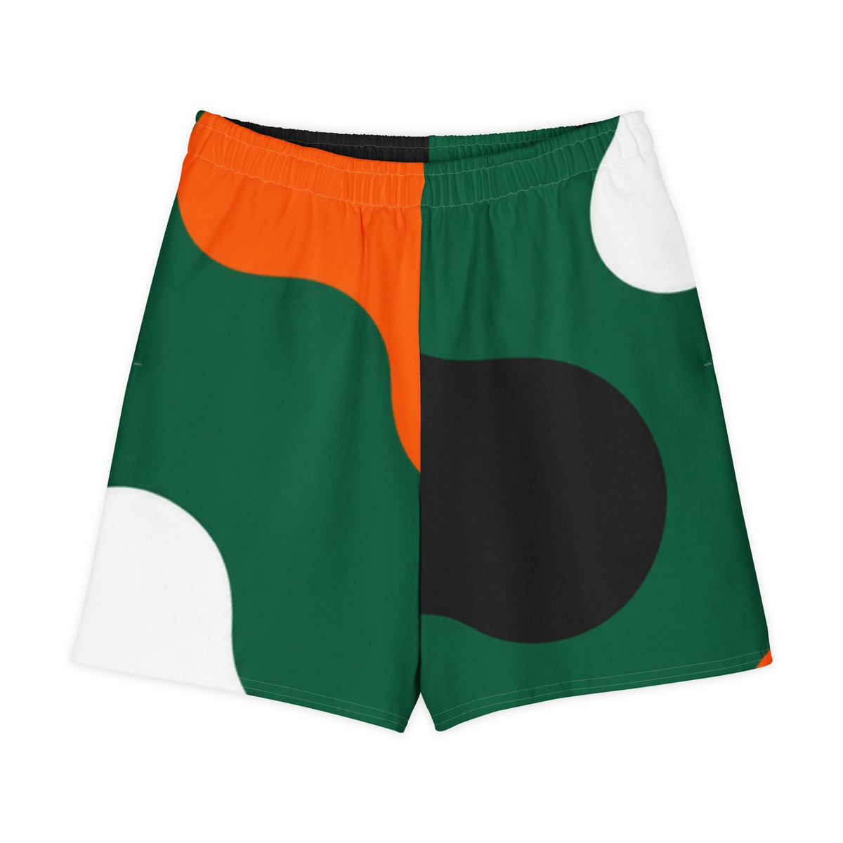 Green Orange Shorts, Abstract 95% Cotton Stretch Unisex Streetwear