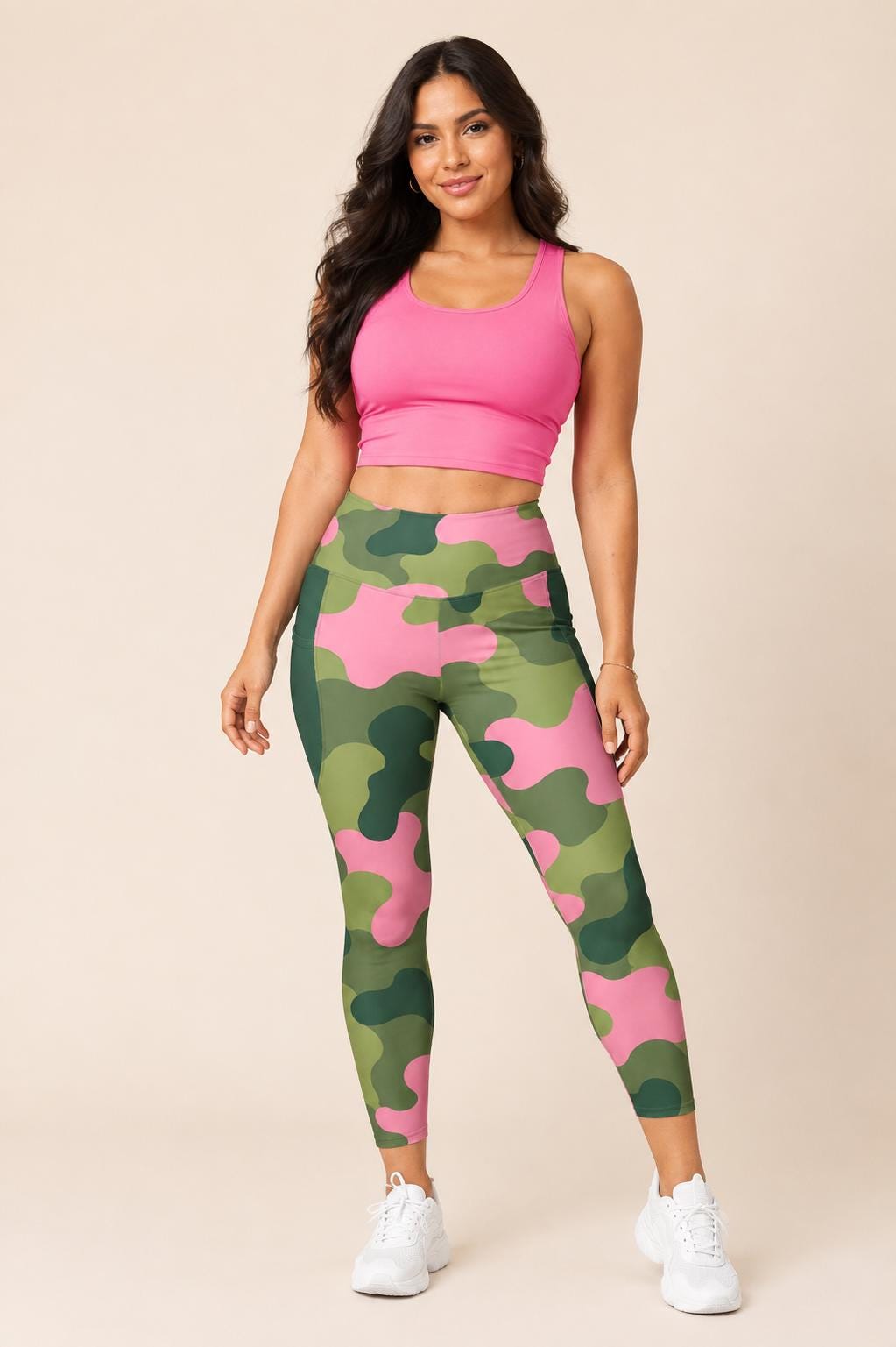 Pink OUT Camo Leggings with Pockets | Pink and Green High-Waisted Leggings | Game Day Tailgate Activewear
