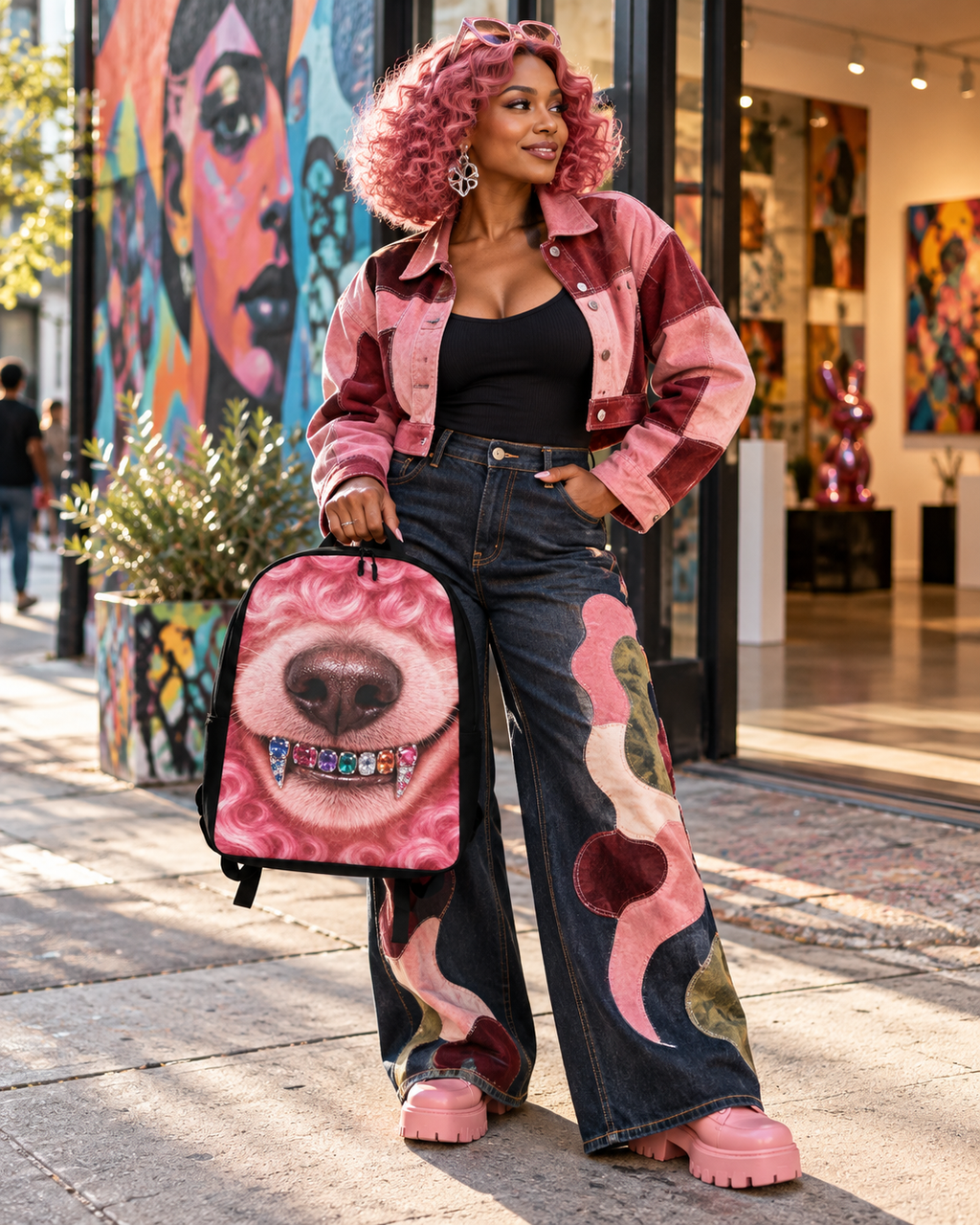 OCN Poodle Gang™ Pink Graphic Backpack — 20L Water-Resistant Laptop Bag