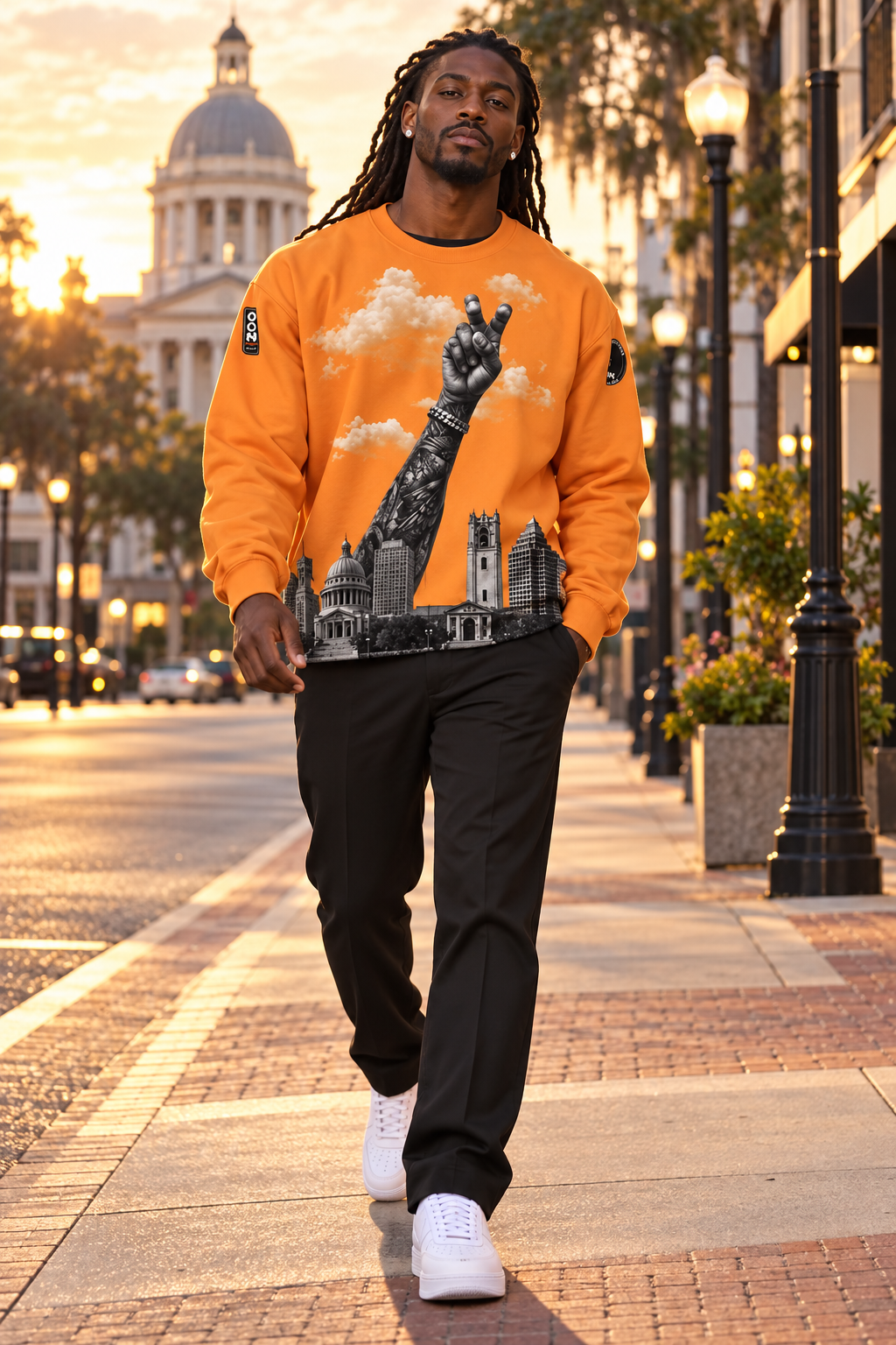 RUN THE CITY —SKYLINE LONG SLEEVE - DEADLY ORANGE