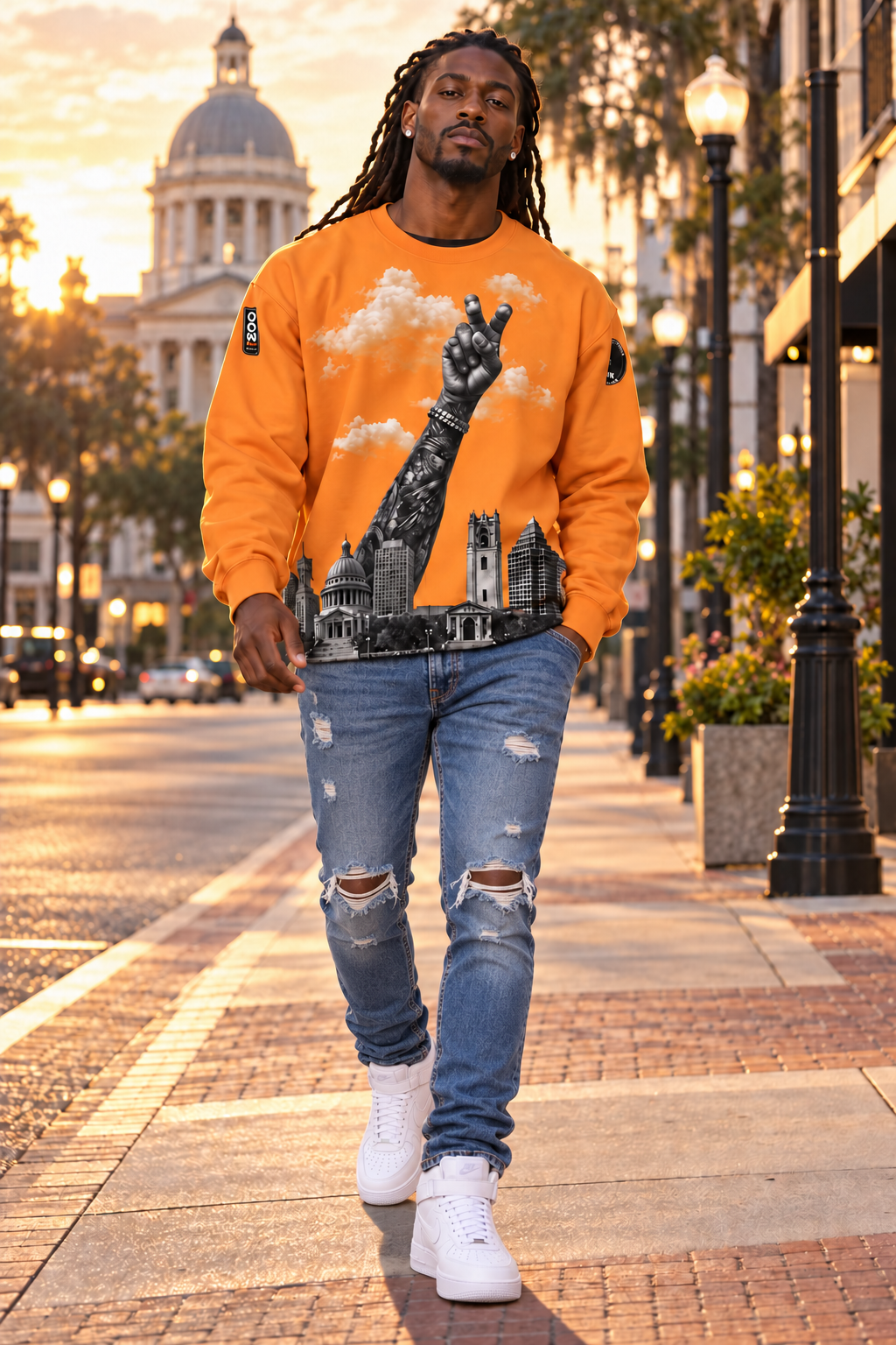 RUN THE CITY —SKYLINE LONG SLEEVE - DEADLY ORANGE